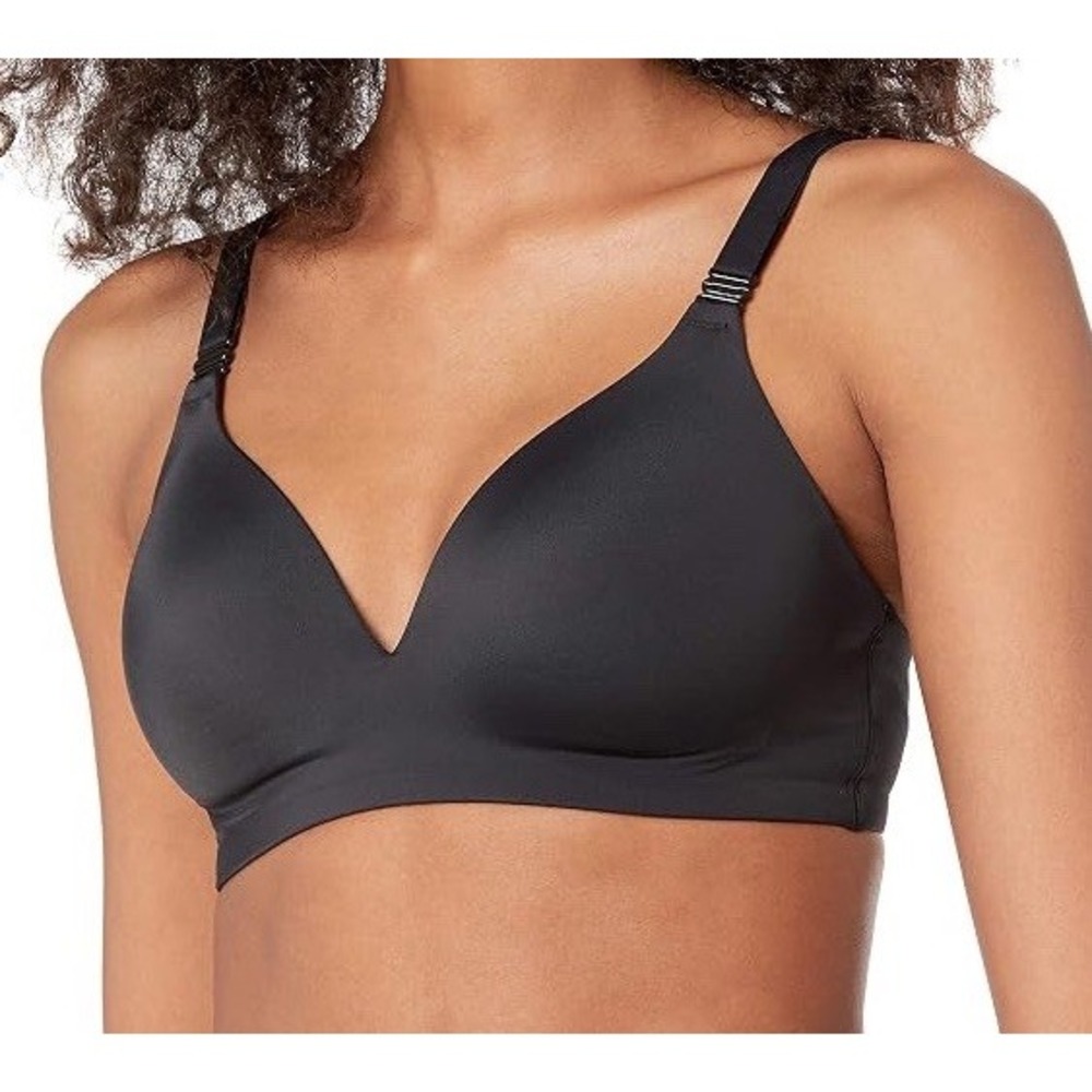 NWT Women's Amazon Essentials Brushed Microfiber Wireless Bra - Black - 36C